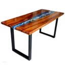 Ver imagem 6 de Mesa em Madeira de Lei e Resina Epóxi até 6 Lugares Tema "ondas" Craft Wood Mesa de 6 Lugares