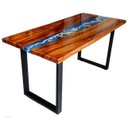 Ver imagem 6 de Mesa em Madeira de Lei e Resina Epóxi até 6 Lugares Tema "ondas" Craft Wood Mesa de 6 Lugares