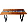 Mesa em Madeira de Lei e Resina Epóxi até 6 Lugares Tema "ondas" Craft Wood Mesa de 6 Lugares - 2