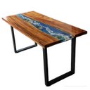 Ver imagem 5 de Mesa em Madeira de Lei e Resina Epóxi até 6 Lugares Tema "ondas" Craft Wood Mesa de 6 Lugares