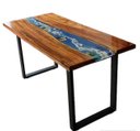 Ver imagem 5 de Mesa em Madeira de Lei e Resina Epóxi até 6 Lugares Tema "ondas" Craft Wood Mesa de 6 Lugares