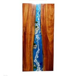 Mesa em Madeira de Lei e Resina Epóxi até 6 Lugares Tema "ondas" Craft Wood Mesa de 6 Lugares - 9