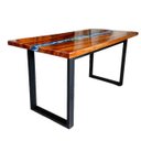 Ver mais imagens de Mesa em Madeira de Lei e Resina Epóxi até 6 Lugares Tema "ondas" Craft Wood Mesa de 6 Lugares