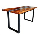 Ver mais imagens de Mesa em Madeira de Lei e Resina Epóxi até 6 Lugares Tema "ondas" Craft Wood Mesa de 6 Lugares