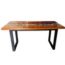 Ver imagem 3 de Mesa em Madeira de Lei e Resina Epóxi até 6 Lugares Tema "ondas" Craft Wood Mesa de 6 Lugares