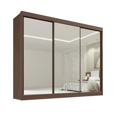 Guarda Roupa Dubai 3 Portas Espelhadas Castanho - D Doro