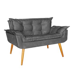Namoradeira Sofá Opala Sala Escritório Recepção Quarto Suede Cinza - Ninho Decor