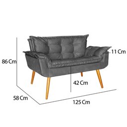 Namoradeira Sofá Opala Sala Escritório Recepção Quarto Suede Cinza - Ninho Decor - 2