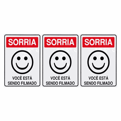 Combo 3 Placas De Sinalização Sorria Você Está Sendo Filmado 15x20 Acesso - P-26 F9e