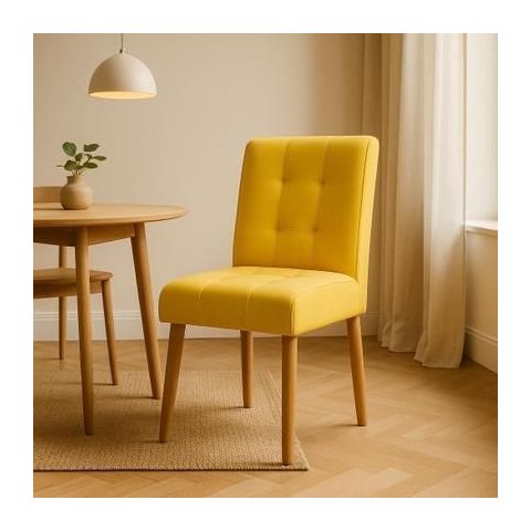 Cadeira Confortavel Jantar Luna Suede Amarelo para Quarto Sala Recepção.