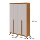 Ver imagem 2 de Guarda-Roupas 4 Portas 2 Gavetas 100% MDF Alonzo sem Espelho e com Pés - Lp - Rei de Casa Amendoa Cl