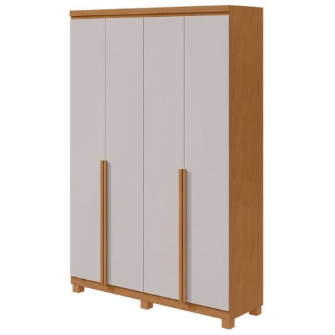 Guarda-Roupas 4 Portas 2 Gavetas 100% MDF Alonzo sem Espelho e com Pés - Lp - Rei de Casa Amendoa Cl