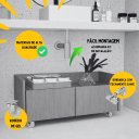 Ver imagem 2 de Balcão Gabinete de Banheiro com Rodízio Freijó Minimalista 60cm