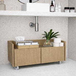 Balcão Gabinete de Banheiro com Rodízio Freijó Minimalista 60cm