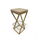 Ver imagem 1 de Banqueta Zênite Estofada Metalon Dourado Bege - 75cm