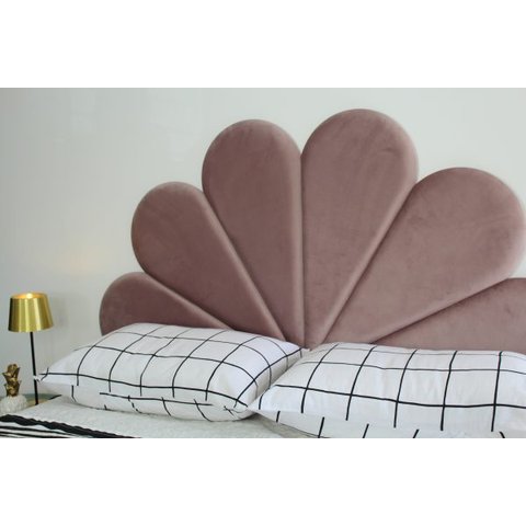 Cabeceira Solteiro Petalas Luxo Estofada - Veludo Rose - 110x60cm