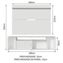 Ver imagem 3 de Rack Madesa Cancun e Painel para TV até 65 Polegadas Branco Cor:Branco