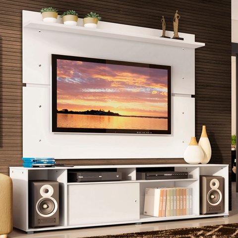 Rack Madesa Cancun e Painel para TV até 65 Polegadas Branco Cor:Branco