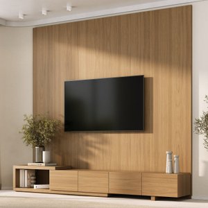 Rack Extensível com Painel para Tv até 86 Polegadas Liso 240x250cm Aruá Cabecasa Madeiraoriginals
