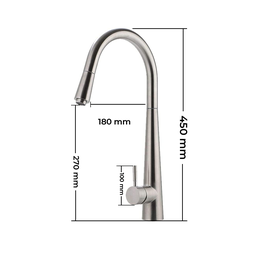 Torneira de Cozinha Gourmet Monocomando Misturador Extensível Arco Escovada - Nilo - 3
