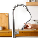 Ver imagem 2 de Torneira de Cozinha Gourmet Monocomando Misturador Extensível Arco Escovada - Nilo