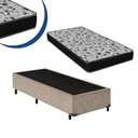 Ver imagem 1 de Cama Box Solteiro Colchão Mola Ensacada Belos Sonhos + Box Sintético 68x88x188:Bege
