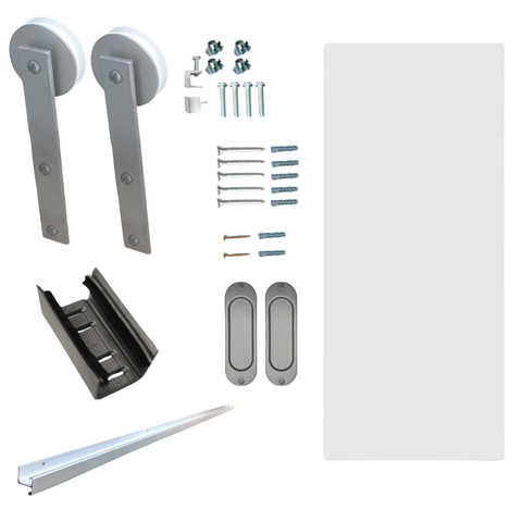 Kit Porta de Correr Fundo Primer 100x210 + Trilho Escovado