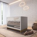 Ver imagem 2 de Quarto Bebê 3 Pçs Berço Cômoda Grande e Roupeiro Linha Cubo - Branco/plátano