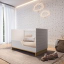 Ver imagem 4 de Quarto Bebê 3 Pçs Berço Cômoda Grande e Roupeiro Linha Cubo - Branco/plátano