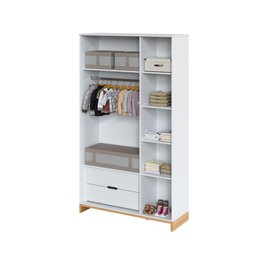 Quarto Bebê 3 Pçs Berço Cômoda Grande e Roupeiro Linha Cubo - Branco/plátano - 9