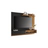 Painel Suspenso Tocantins 1.8 P/ Tv 65'' com Detalhes Ripados e Prateleira Preto Fosco Noce Milano - - 1