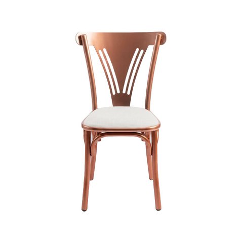 Cadeira Paris Luxo Funcional Mesa de Jantar Sala de Estar Design Moderno Premium - Cobre/Branca