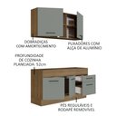 Ver imagem 4 de Cozinha Compacta Madesa Agata 150002 com Armário e Balcão (Sem Tampo e Pia) Rustic/Cinza Cor:Rustic