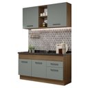 Ver imagem 2 de Cozinha Compacta Madesa Agata 150002 com Armário e Balcão (Sem Tampo e Pia) Rustic/Cinza Cor:Rustic
