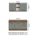 Ver imagem 3 de Cozinha Compacta Madesa Agata 150002 com Armário e Balcão (Sem Tampo e Pia) Rustic/Cinza Cor:Rustic