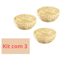 Kit 3 Cuia Palha Taboa Rustico Organizador Mesa Posta - 1