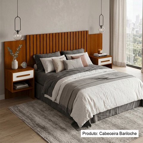 Cabeceira Bariloche Ripada Design Moderno Duas Mesa Cabeceira Flex para Cama Casal e Queen Cinamomo