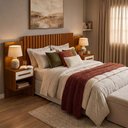 Ver imagem 5 de Cabeceira Bariloche Ripada Design Moderno Duas Mesa Cabeceira Flex para Cama Casal e Queen Cinamomo