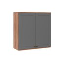 Ver imagem 1 de Armário Aéreo P/ Cozinha Bella 2602 C/ 2 Portas 80cm Nogal/cinza - Carraro