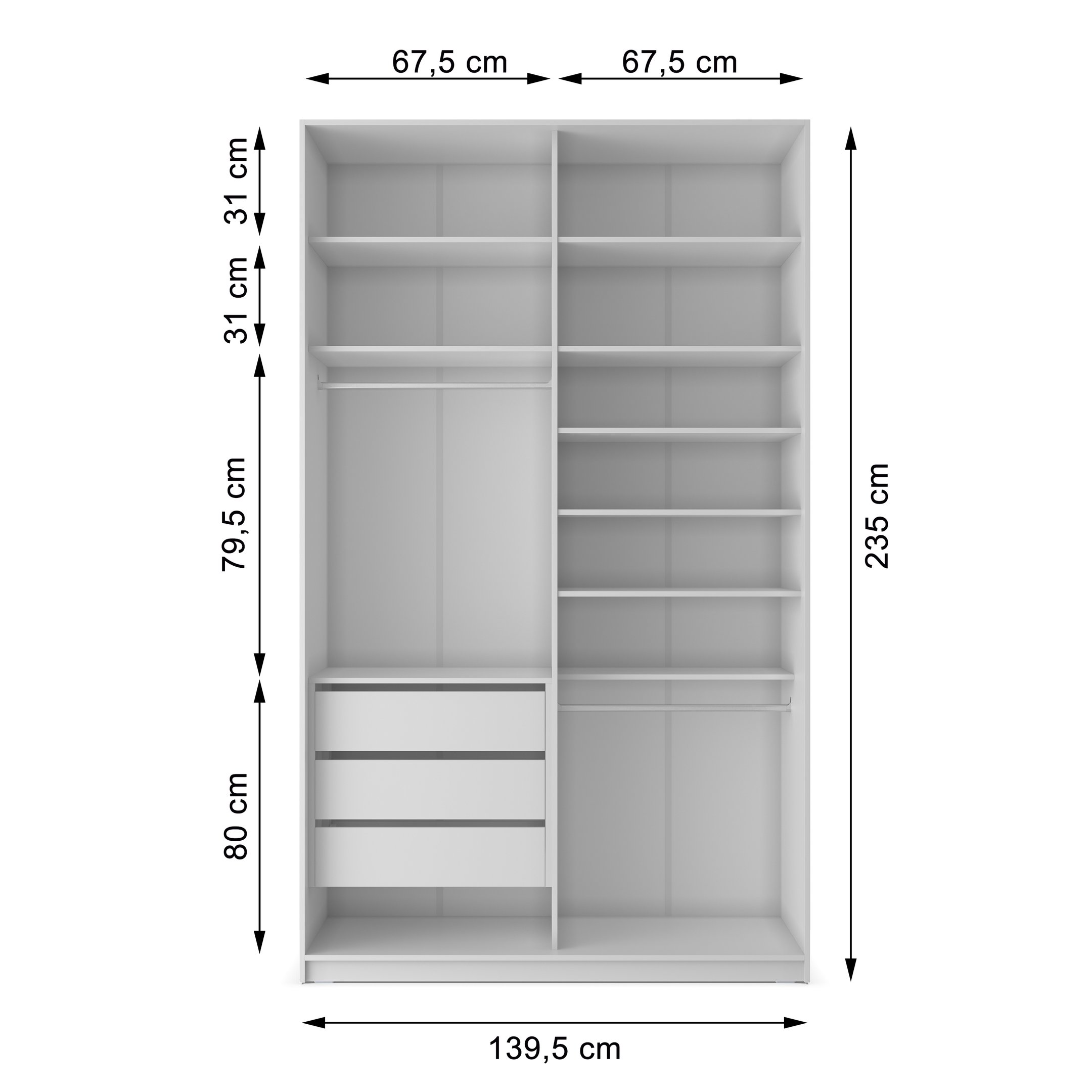Guarda Roupa Solteiro 100% MDF BP com 2 Portas Zermatt - 5