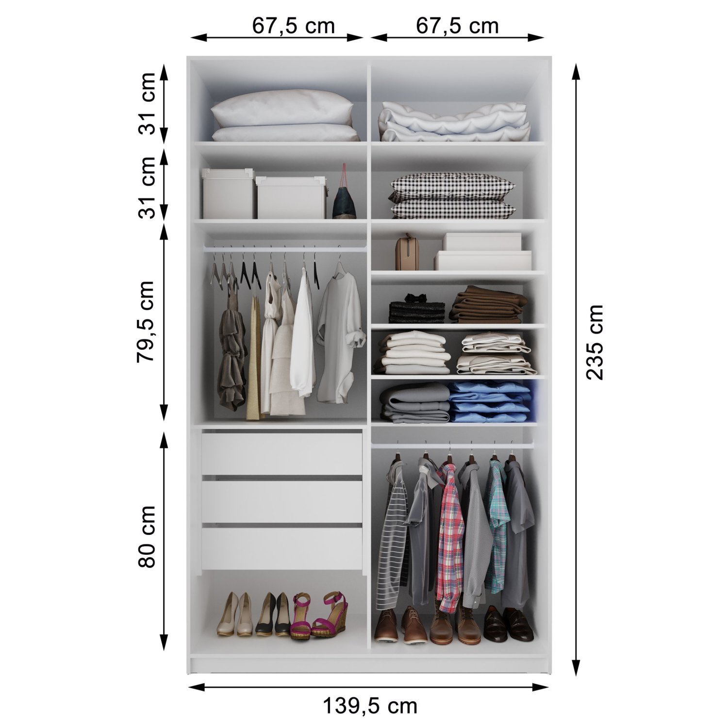 Guarda Roupa Solteiro 100% MDF BP com 2 Portas Zermatt - 6