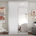 Ver imagem 3 de Guarda Roupa Solteiro 100% MDF BP com 2 Portas e 1 Espelho Zermatt Branco