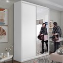 Ver mais imagens de Guarda Roupa Solteiro 100% MDF BP com 2 Portas e 1 Espelho Zermatt Branco