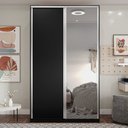 Ver imagem 3 de Guarda Roupa Solteiro 100% MDF BP com 2 Portas e 1 Espelho Zermatt Preto