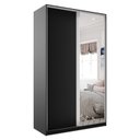 Ver imagem 2 de Guarda Roupa Solteiro 100% MDF BP com 2 Portas e 1 Espelho Zermatt Preto