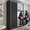 Ver mais imagens de Guarda Roupa Solteiro 100% MDF BP com 2 Portas e 1 Espelho Zermatt Preto