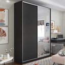 Ver imagem 1 de Guarda Roupa Solteiro 100% MDF BP com 2 Portas e 1 Espelho Zermatt Preto