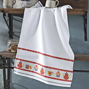 Pano de Copa Vigo Lanche Kit 2 peças - Dohler Branco/Vermelho