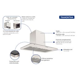Coifa de Parede Tramontina Slim Wall 90 cm Split em Aço Inox 220V - 4