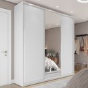 Ver imagem 1 de Guarda Roupa Casal 100% MDF BP com 3 Portas e 1 Espelho Zermatt Branco